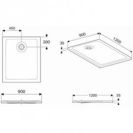 Душовий піддон Koło Nemea 120х90 см акрил білий 550.566.00.1