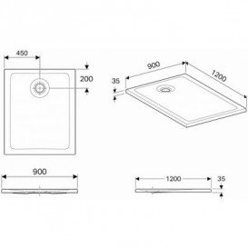 Душовий піддон Koło Nemea 120х90 см акрил білий матовий 550.586.00.1