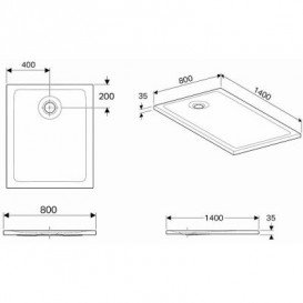 Душевой поддон Koło Nemea 140х80 см акрил белый 550.567.00.1