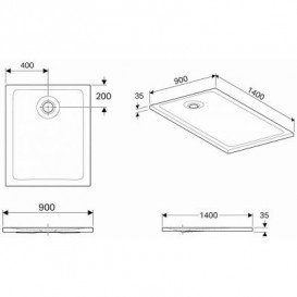 Душевой поддон Koło Nemea 140х90 см акрил белый матовый 550.588.00.1