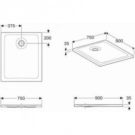 Душевой поддон Koło Nemea 90х75 см акрил белый матовый 550.582.00.1