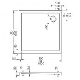 Душовий піддон Koller Pool Flat Kvadro 100x100 см квадратний акрил білий 8KP0120
