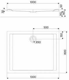 Душовий піддон Kolo Pacyfik 100х80 прямокутний білий XBP0718101