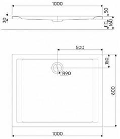 Душевой поддон Kolo Pacyfik 100х80 прямоугольный белый XBP0718101