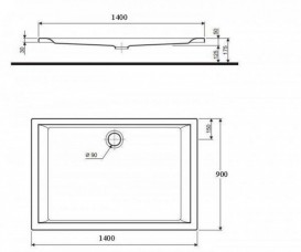 Душевой поддон Kolo Pacyfik AntiSlide 140х90 прямоугольный белый XBP0749101