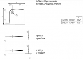Душовий піддон Kolpa San Evelin Tray Q 90х90 см акрил білий з панеллю 593040