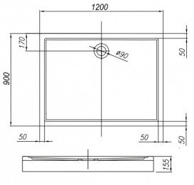 Душовий піддон Kolpa San Flamenco 120x90/O прямокутний з панеллю і сифоном акрил білий 755548