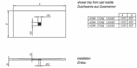 Душовий піддон Kolpa San Hora Stone 120х90 см литий мармур манхеттен 597350
