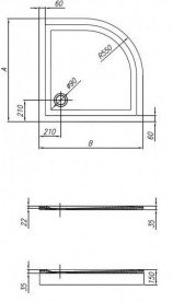 Душовий піддон Kolpa San Macarena 90/0 кутовий з панеллю литий мармур білий 534600