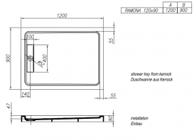 Душевой поддон Kolpa San Ramona Tray 120х90 см Kerrock белый 561110