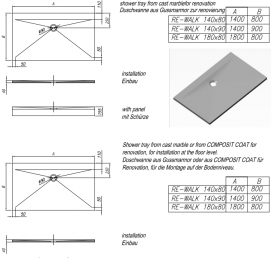 Душевой поддон Kolpa San Re-Walk 140х80 см литой мрамор белый 570810