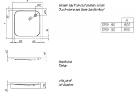 Душовий піддон Kolpa San Trin 90x90 см акрил білий з панеллю 755130