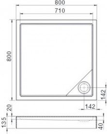 Душовий піддон квадратний Roca Malaga Square Compact 80х80 см акрил білий A276254000