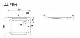 Душовий піддон Laufen Platina 75х90 см емальована сталь з покриттям Antislip білий H2150136000401