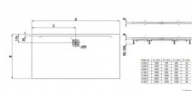 Душовий піддон Laufen Pro 100х200 см композитний матеріал Marbond бетон H2119570790001