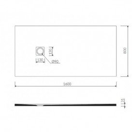 Душовий піддон Marmorin Porto 1600 литий камінь білий P_B_558_01_1600