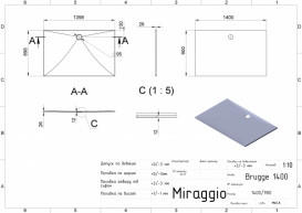 Душовий піддон Miraggio Brugge 1400 кварцовий пісок Mirastone сірий 00001 002