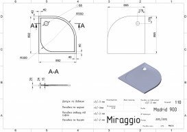 Душовий піддон Miraggio Madrid 900 кварцовий пісок Mirastone чорний 0000693