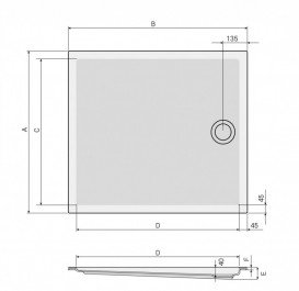Душевой поддон прямоугольный PoolSpa Galia Flat 100х80 см с сифоном акрил белый PBKF310B0C00000