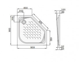 Душевой поддон пятиугольный Roca Penta 90х90 см акрил белый A276267000