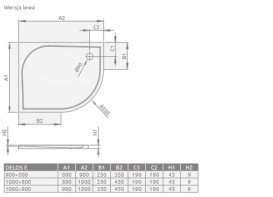 Душовий піддон Radaway Delos E 100x90 см лівосторонній білий SDE1090-01L