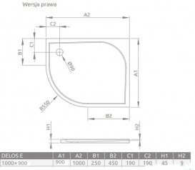 Душевой поддон Radaway Delos E 100x90 см правосторонний акрил белый SDE1090-01R