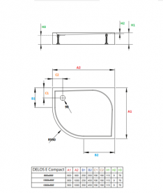 Душовий піддон Radaway Delos E Compact 90x80 см акрил білий SDE9080-05R