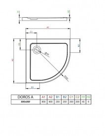 Душовий піддон Radaway Doros A Stone White 80х80 під камінь акрил білий SDRA8080-01-04S