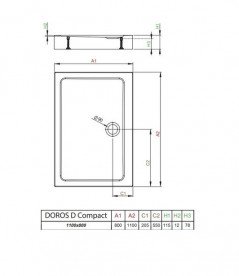 Душевой поддон Radaway Doros D Compact Stone White 110х80 под камень акрил белый SDRD1180-05-04S