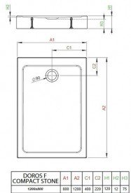 Душовий піддон Radaway Doros F Compact Stone Anthracite 120х80 під камінь акрил антрацит SDRFP1280-05-64S