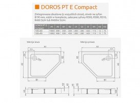 Душовий піддон Radaway Doros PT E Compact Stone Anthracite 100х90 правобічний під камінь акрил антрацит SDRPTP1090-05-64SR