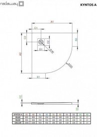 Душовий піддон Radaway Kyntos A 90х90 литтєвий мармур цемент HKA9090-74