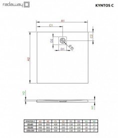 Душовий піддон Radaway Kyntos C 90х90 литтєвий мармур чорний HKC9090-54