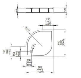 Душовий піддон Radaway Paros A800 литий мармур білий MBA8080-03-1