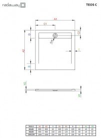 Душевой поддон Radaway Teos C 80х80 литьевой мрамор цемент HTC8080-74