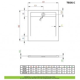 Душовий піддон Radaway Teos C 90х90 литтєвий мармур чорний HTC9090-54