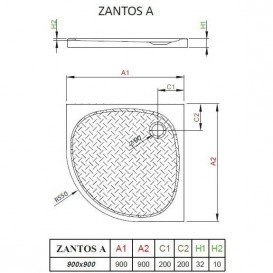 Душовий піддон Radaway Zantos A 90x90 см литий камінь білий M3ZNA9090-06