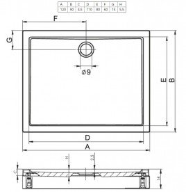 Душевой поддон Riho Davos 255 120x90 см акрил белый DA6300500000000