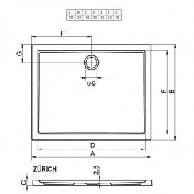 Душовий піддон Riho Zurich 252 100х90 см акрил білий DA6000500000000