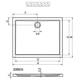 Душевой поддон Riho Zurich 256 140х90 см акрил белый DA6400500000000