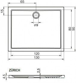 Душевой поддон Riho Zurich 262 130х90 см акрил белый DA0200500000000