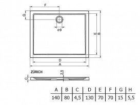 Душовий піддон Riho Zurich 290 140х80 см акрил білий DA4400500000000