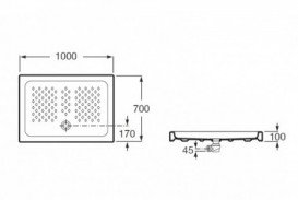 Душовий піддон Roca Italia прямокутний 100х70 см кераміка білий A37477D001