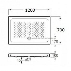 Душовий піддон Roca Italia прямокутний 120х70 см кераміка білий A37477B001