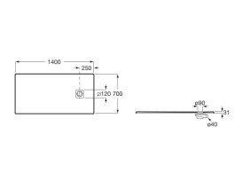 Душовий піддон Roca Magma 140х70 см штучний камінь графіт APE015782BC03200