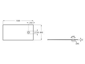 Душевой поддон Roca Magma 150х80 см искусственный камень черный APE015DC32003400