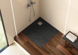 Душевой поддон Roca Terran 90х90 см искусственный камень черный AP0338438401400