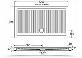 Душовий піддон Simas 120х70 см кераміка білий S 85