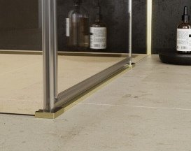 Душовий куточок Besco Pixa 100х80х195 см правий профіль золото/скло прозоре PPP-108-195G