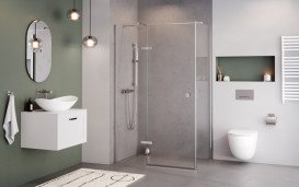 Душовий куточок Besco Pixa 100х90х195 см лівий профіль глянсовий хром/скло прозоре PPL-109-195C